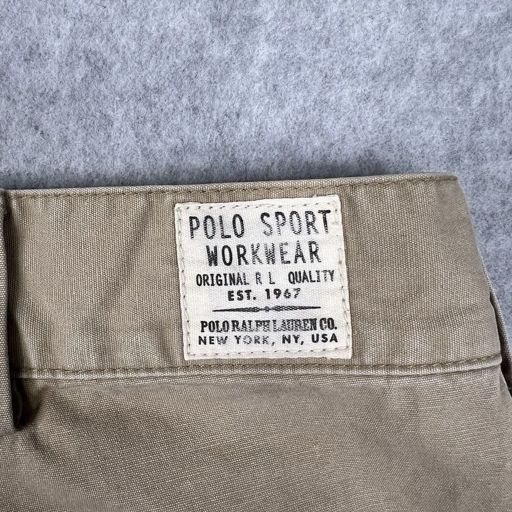 Vintage Polo Sport Ralph Lauren Pants Mens 36x34 Beige 90s Button Fly Workwear - Picture 8 of 16